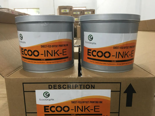 ECOO-INK-F Rote, lösemittelbasierte Offsetdruckfarbe mit 3 Jahren Haltbarkeit in 1 oder 2,5 kg/Dose und 6 Dosen/Karton