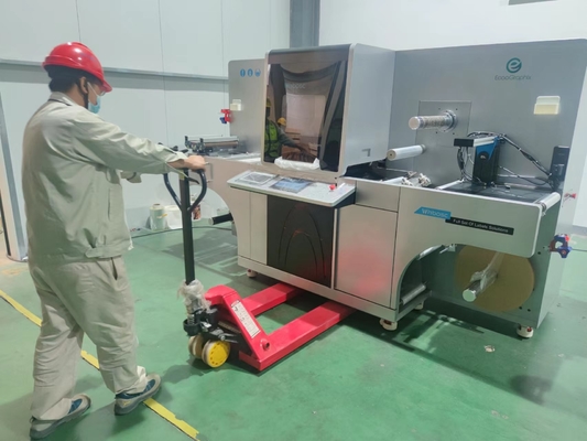 Digitale Etikettendruckmaschine Roll-to-Roll-Folien-Stempeln und Lackieren